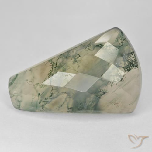 39.72ct Natural Verde claro ágata de musgo, Corte Baguette, Translúcido