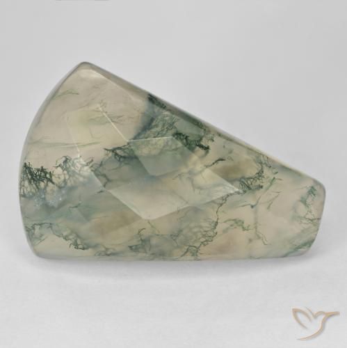 Ágata musgosa Verde claro natural de 39.72 ct, Corte Baguette, Translúcido