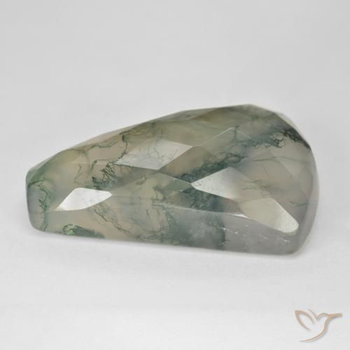 Ágata musgosa Verde claro natural de 39.72 ct, Corte Baguette, Translúcido