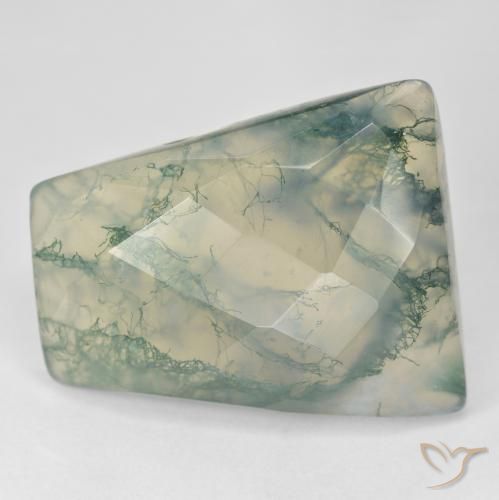 38.30ct Natural Verde claro ágata de musgo, Corte Baguette, Translúcido