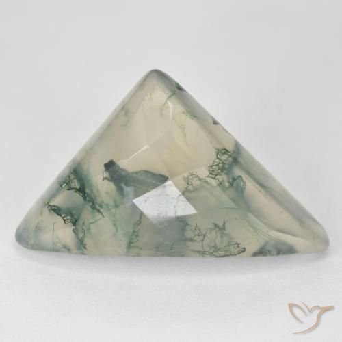 17.68ct Natural Verde claro ágata de musgo, Trillón, Translúcido