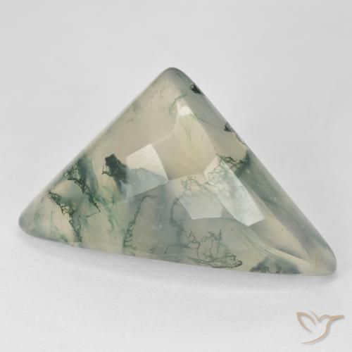 Ágata musgosa Verde claro natural de 17.68 ct, Trillón, Translúcido
