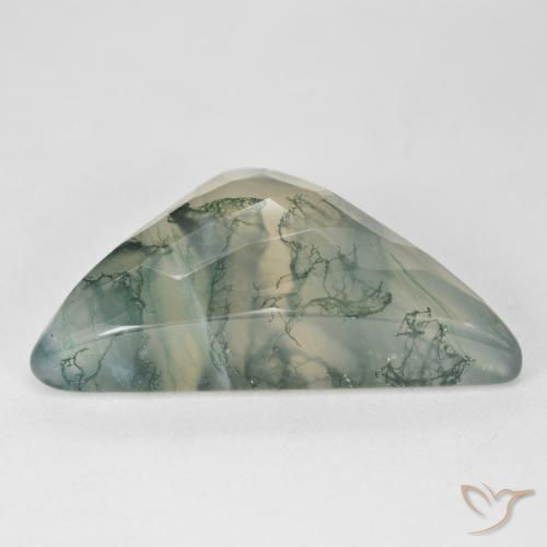 Ágata musgosa Verde claro natural de 17.68 ct, Trillón, Translúcido