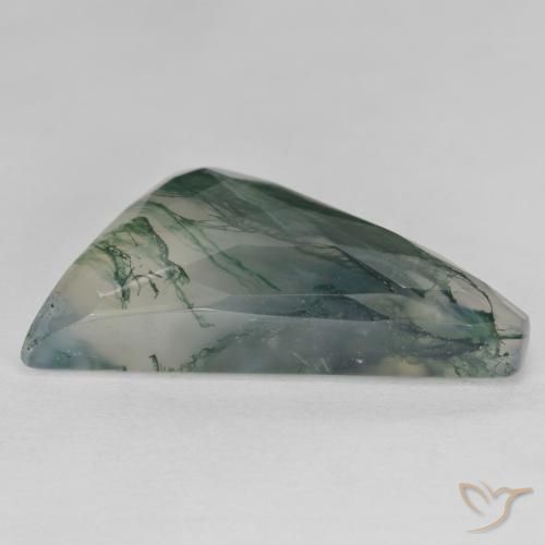 Ágata musgosa verde natural de 23,60 ct, forma elegante, translúcido