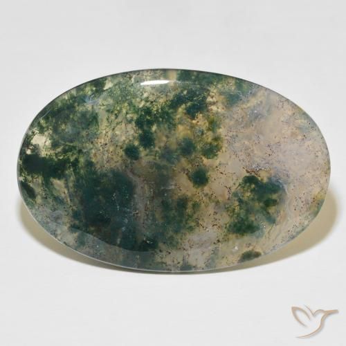 52.44ct Natural Multicolor ágata de musgo, Ovalada, Translúcido
