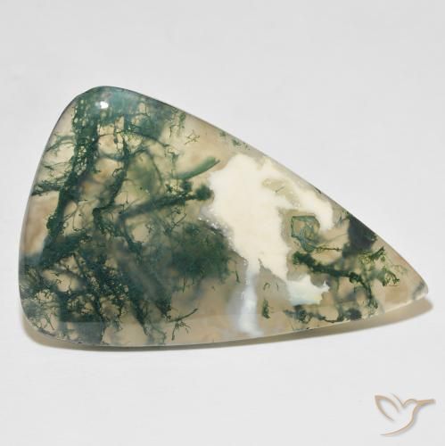 Ágata musgosa Multicolor natural de 65.25 ct, En forma de pera, Translúcido
