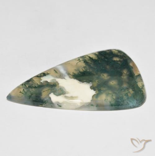 Ágata musgosa Multicolor natural de 65.25 ct, En forma de pera, Translúcido