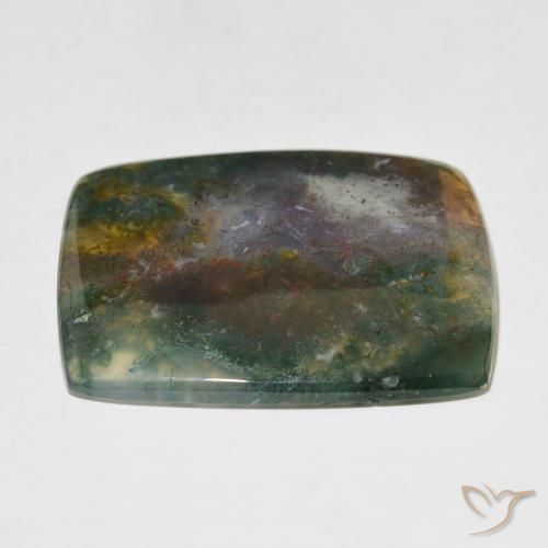 Ágata musgosa Multicolor natural de 86.48 ct, Forma Cojín, Translúcido