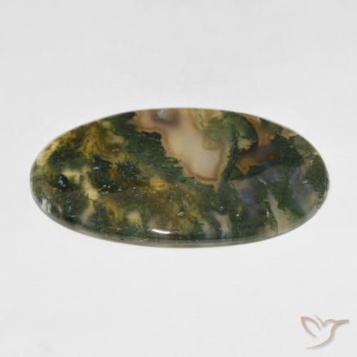 Ágata musgosa Multicolor natural de 47.75 ct, Ovalada, Translúcido