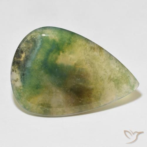 34.42ct Natural Multicolor ágata de musgo, En forma de pera, Translúcido