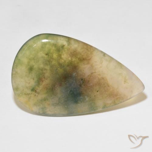 Ágata musgosa Multicolor natural de 39.08 ct, En forma de pera, Translúcido