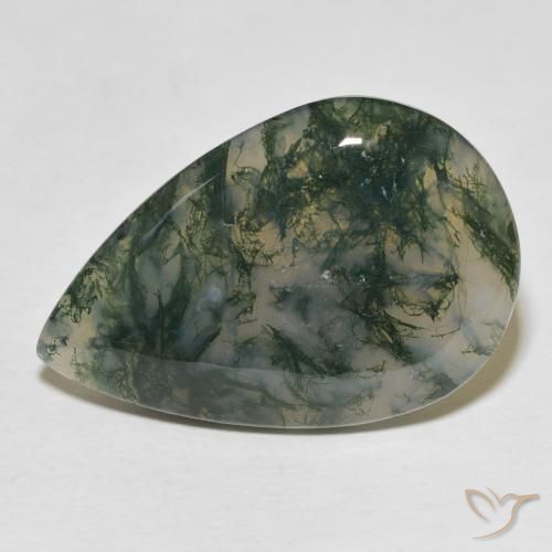 24.87ct Natural Multicolor ágata de musgo, En forma de pera, Opaco