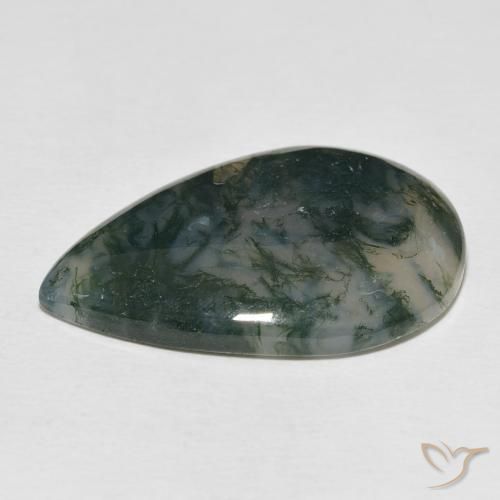 Ágata musgosa Multicolor natural de 24.87 ct, En forma de pera, Opaco