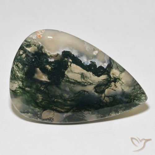Ágata musgosa Multicolor natural de 98.16 ct, En forma de pera, Opaco