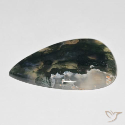 Ágata musgosa Multicolor natural de 98.16 ct, En forma de pera, Opaco