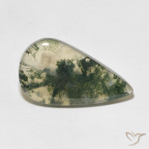 Ágata musgosa Multicolor natural de 10.69 ct, En forma de pera, Translúcido