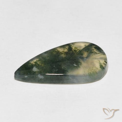 Ágata musgosa Multicolor natural de 10.69 ct, En forma de pera, Translúcido