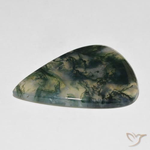 Ágata musgosa Multicolor natural de 76.96 ct, En forma de pera, Translúcido