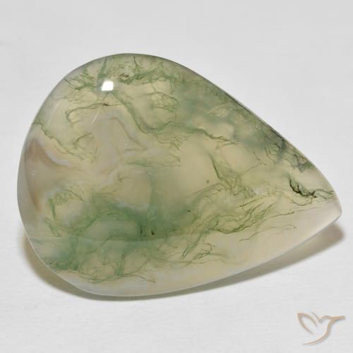 Ágata musgosa Multicolor natural de 29.52 ct, En forma de pera, Opaco