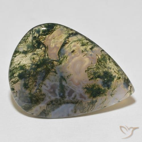 Ágata musgosa Multicolor natural de 23.29 ct, En forma de pera, Opaco