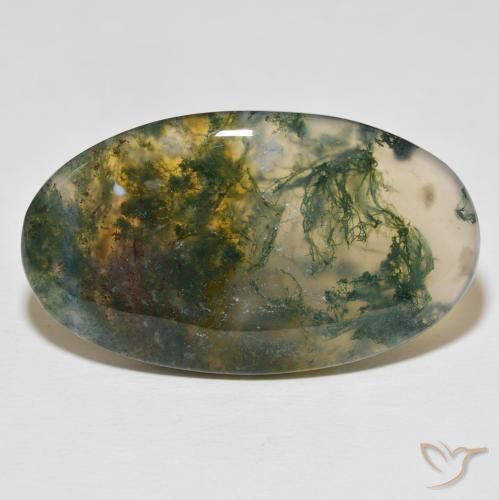 Ágata musgosa multicolor natural de 47,03 ct, corte óvalo, opaco