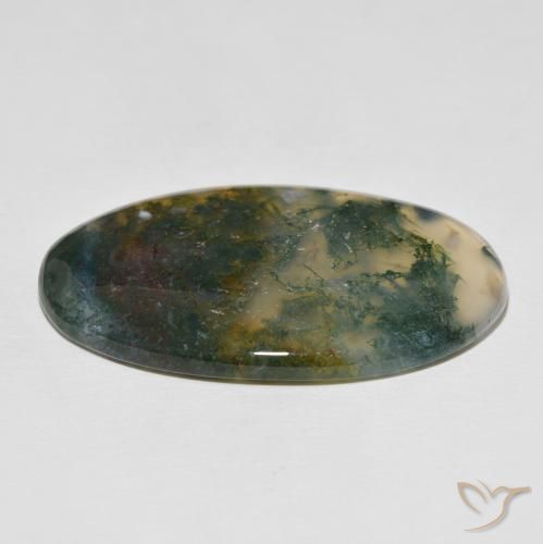 Ágata musgosa multicolor natural de 47,03 ct, corte óvalo, opaco