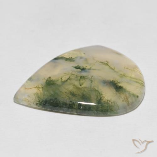 Ágata musgosa Multicolor natural de 22.57 ct, En forma de pera, Translúcido