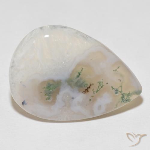 Ágata musgosa Multicolor natural de 30.59 ct, En forma de pera, Translúcido