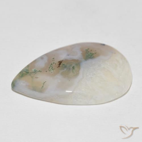 Ágata musgosa Multicolor natural de 30.59 ct, En forma de pera, Translúcido