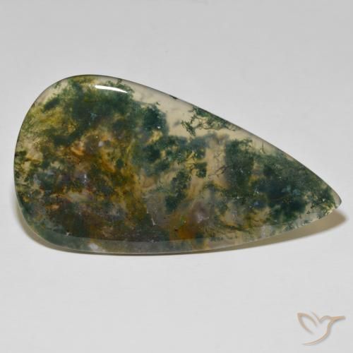 Ágata musgosa Multicolor natural de 95.86 ct, En forma de pera, Opaco