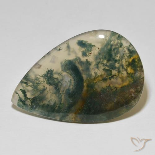 73.43ct Natural Multicolor ágata de musgo, En forma de pera, Opaco