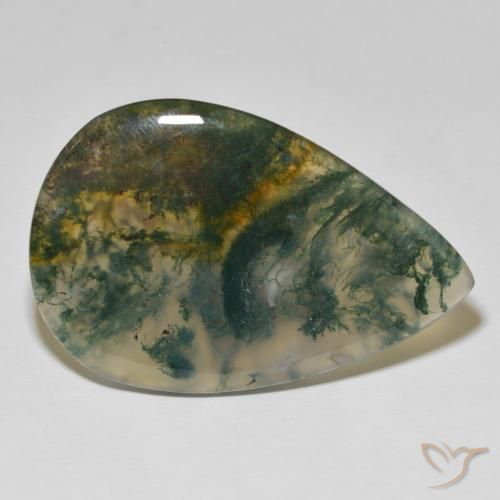 Ágata musgosa Multicolor natural de 73.43 ct, En forma de pera, Opaco