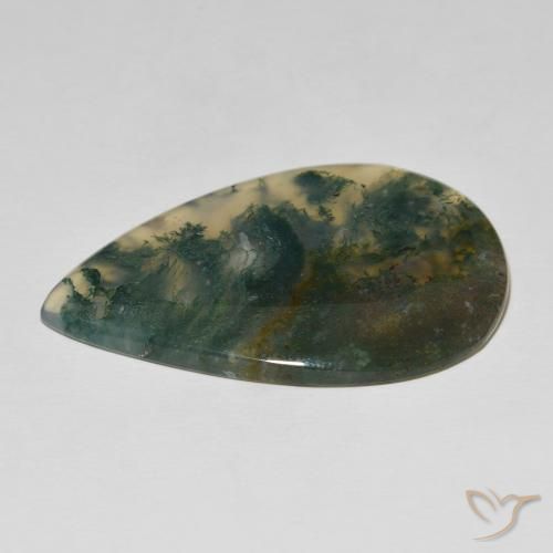 Ágata musgosa Multicolor natural de 73.43 ct, En forma de pera, Opaco