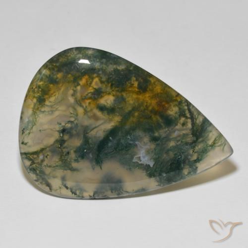 Ágata musgosa Multicolor natural de 85.14 ct, En forma de pera, Opaco