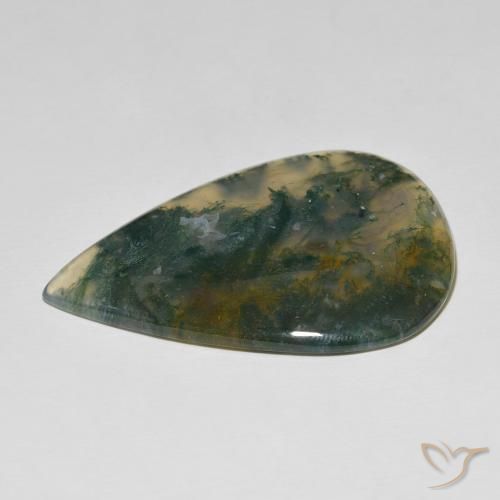 Ágata musgosa Multicolor natural de 85.14 ct, En forma de pera, Opaco