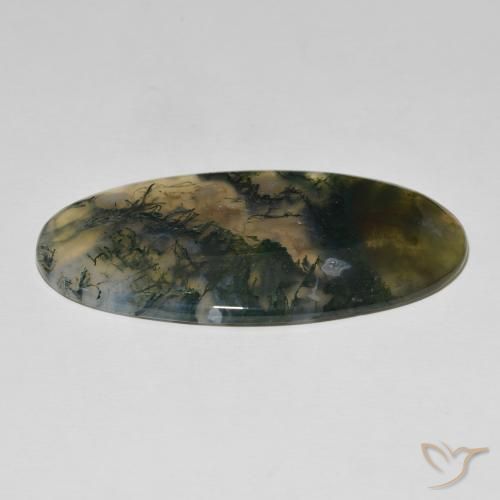 Ágata musgosa Multicolor natural de 83.26 ct, Ovalada, Opaco