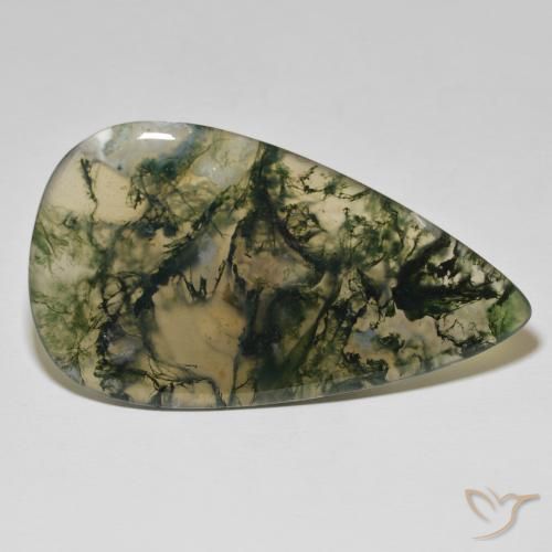Ágata musgosa Multicolor natural de 90.45 ct, En forma de pera, Translúcido