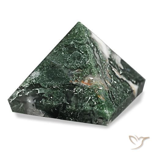 Ágata musgosa Verde oscuro natural de 90.69 ct, Cuadrado, Opaco