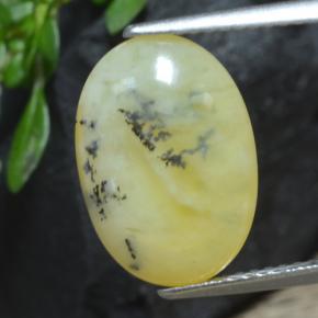 Ópalo musgoso amarillo natural de 4,33 ct, corte óvalo, translúcido