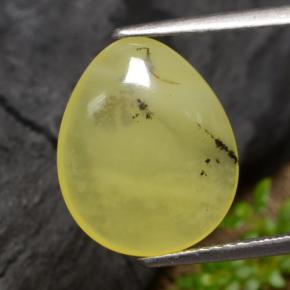 Ópalo musgoso amarillo natural de 3,69 ct, en forma de pera, translúcido