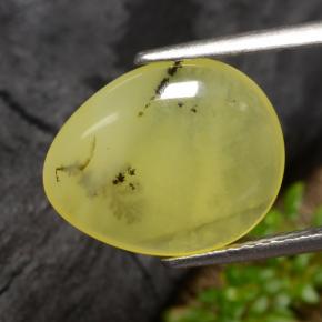 Ópalo musgoso amarillo natural de 3,69 ct, en forma de pera, translúcido