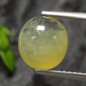Ópalo musgoso Dendrita amarilla natural de 1.93 ct, Corte Óvalo, Translúcido