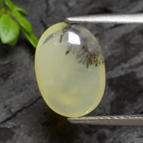 Ópalo musgoso Dendrita amarilla natural de 2.14 ct, Corte Óvalo, Translúcido