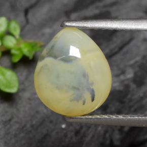 Ópalo musgoso amarillo natural de 1,79 ct, en forma de pera, translúcido