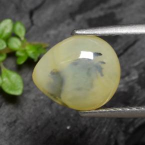 Ópalo musgoso amarillo natural de 1,79 ct, en forma de pera, translúcido