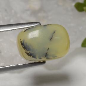 Ópalo musgoso amarillo natural de 3,88 ct, corte cojín, opaco