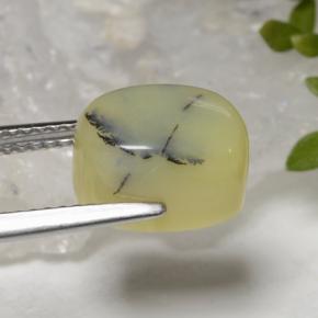 Ópalo musgoso amarillo natural de 3,88 ct, corte cojín, opaco