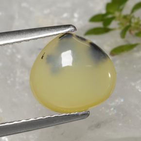 Ópalo musgoso amarillo natural de 1,59 ct, en forma de pera, translúcido