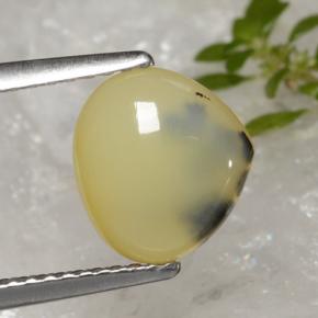 Ópalo musgoso amarillo natural de 1,59 ct, en forma de pera, translúcido