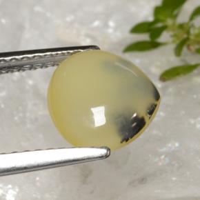 Ópalo musgoso amarillo natural de 1,59 ct, en forma de pera, translúcido